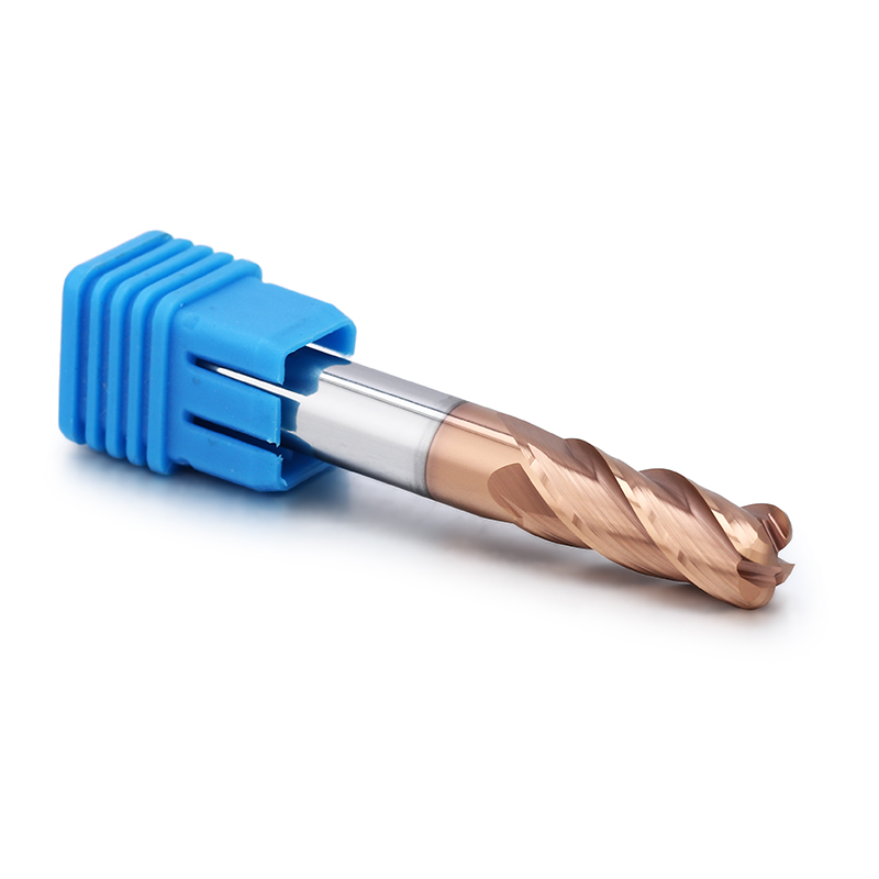 UEX Bronze Coated Corner Radius HRC60 End Mill 4-edges